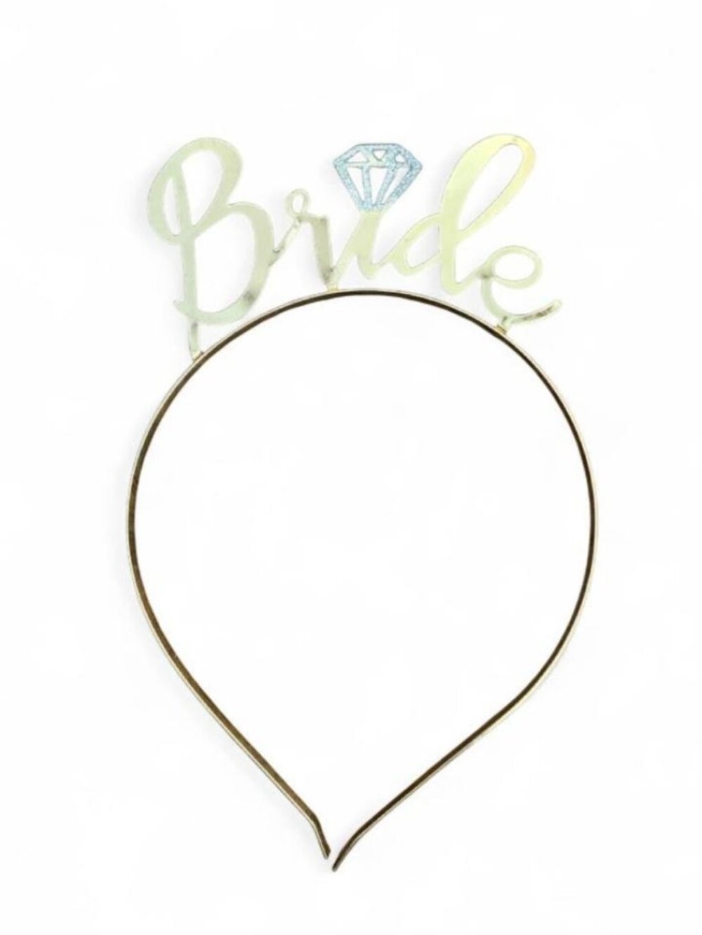 Gold Metal Bride Headband Tiara with Diamond Ring Accent Detail